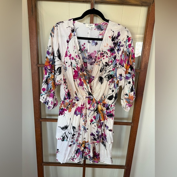 Umgee Dresses & Skirts - Umgee Floral Deep V-Neck Multicolor Boho Flowy Midi Dress - Size Large